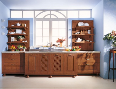 Set for the kitchen with open shelves, LUBE Cucine (mini kitchen)