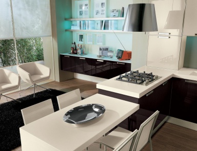 Kitchen (kitchen set) with frame and doors made from natural wood, LUBE Cucine