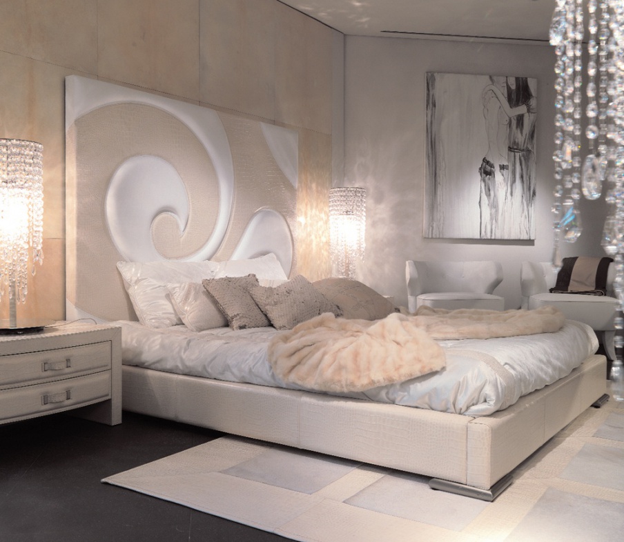 Bed with high upholstered back Ricciola - Rugiano