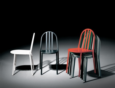 Stackable chair with frame of steel tubes Museum, Alivar 