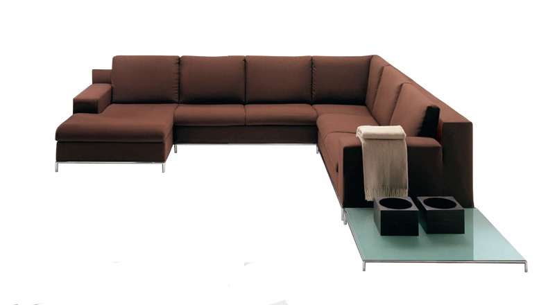Sofa sectional upholstered leather or fabric, Ares, Bodema
