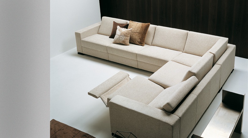 Sofa sectional upholstered leather or fabric, Forum, Bodema