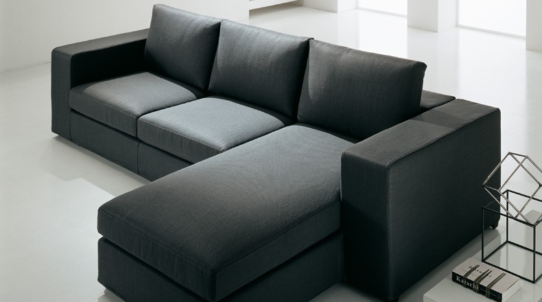 Sofa sectional upholstered leather or fabric, Lester, Bodema