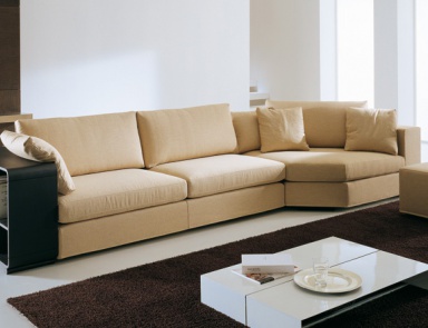 Sofa sectional upholstered leather or fabric module for books, Meeting, Bodema