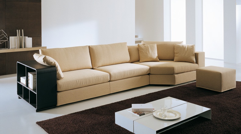 Sofa sectional upholstered leather or fabric module for books, Meeting, Bodema