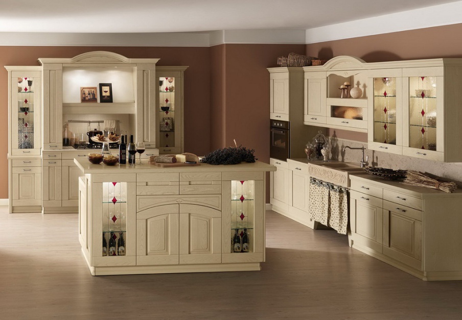 Set for the kitchen, decorated with carvings and stained glass Fiorenza, Astra