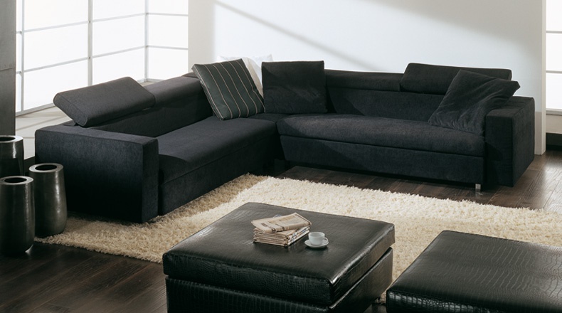 Sofa sectional upholstered leather or fabric, Gerry, Bodema