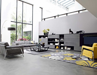 The sofa is modular, Axiome - Roche Bobois