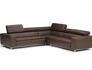 Corner sofa in leather upholstery, Calia Italia