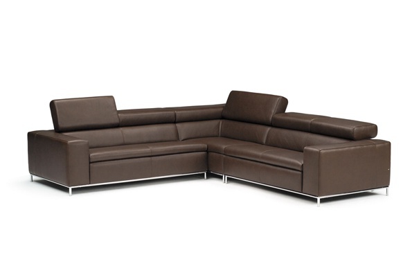 Corner sofa in leather upholstery, Calia Italia