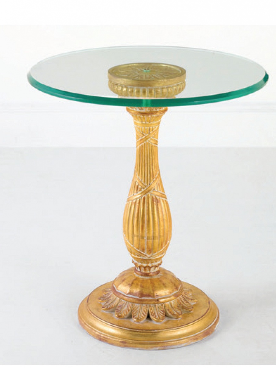 Round coffee table with glass top, Chelini