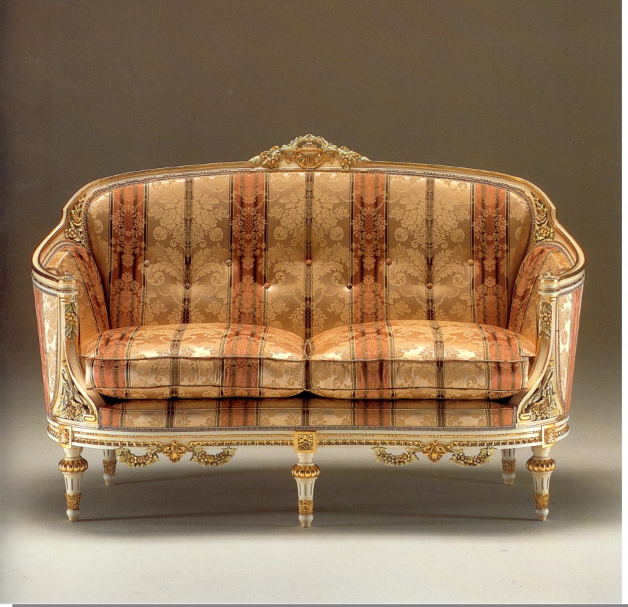Sofa with carved garlands, Meroni Francesco