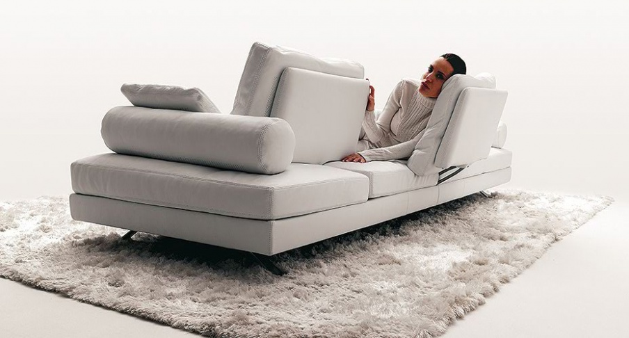 Two-seater sofa upholstered in leather or fabric Veliero, Bosal