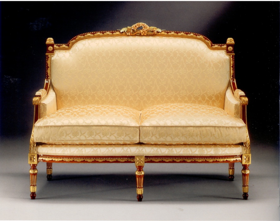 Sofa with carved legs, Meroni Francesco