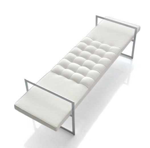 Bench with steel frame filled with polyurethane foam and upholstered in leather or textile fabric Tech, Alivar