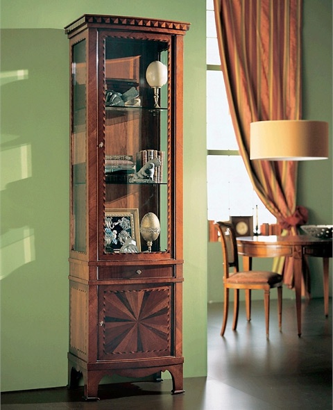 Cabinet with body made of solid wood and door glass, Annibale Colombo