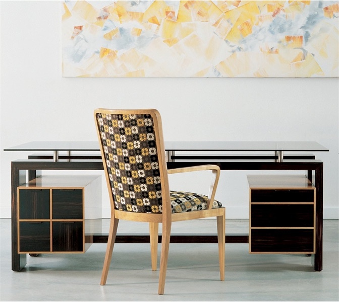 A Desk with casing made of wood and top made of glass, Annibale Colombo