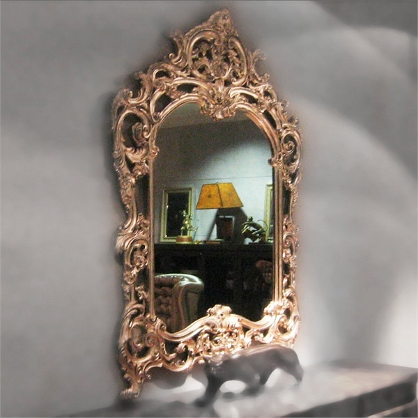 Mirror with frame in solid wood and covered with gold foil or silver Specchiera Intagliata, Annibale Colombo