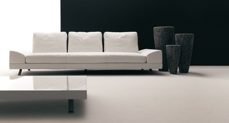 Three-seater sofa upholstered in leather or fabric Le onde, Bosal