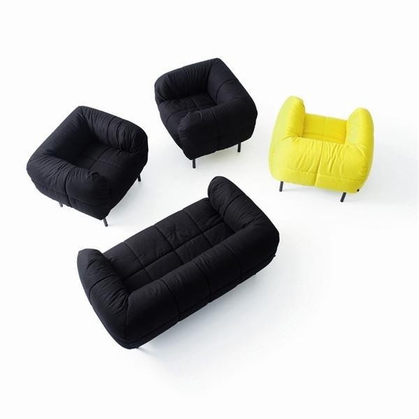 A chair made of wood, filled with polyurethane foam and upholstered in textile fabric Peccorelle, Arflex