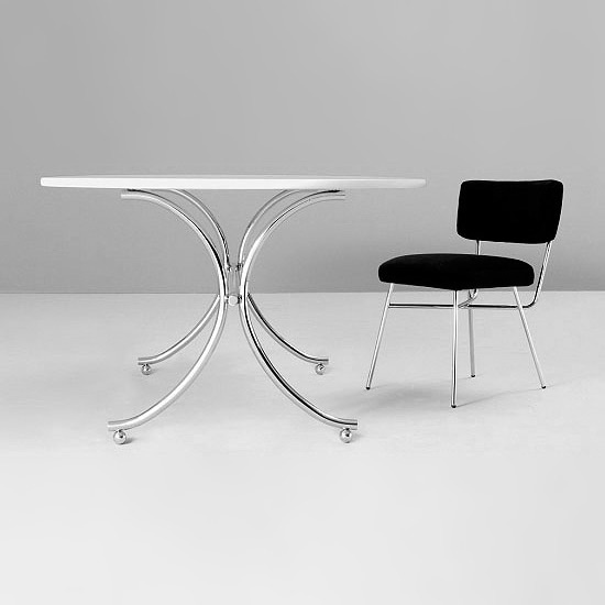 Dining table with frame IP steel tubes and MDF countertop Sansiro, Arflex 