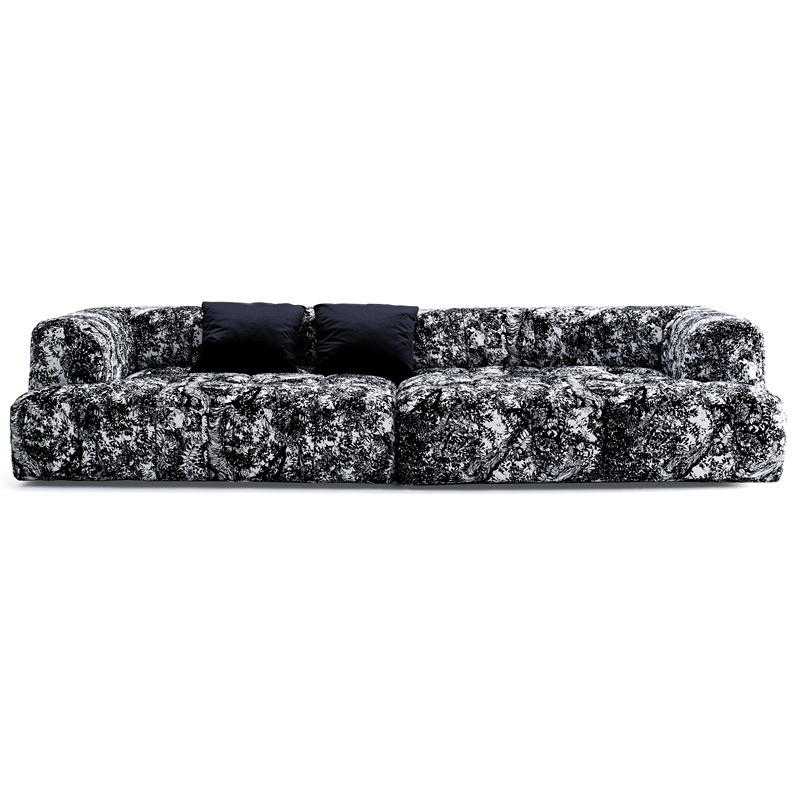 Modular sofa with frame made of metal and wood, filled with polyurethane foam and legs made of chrome-plated metal Strips, Arflex