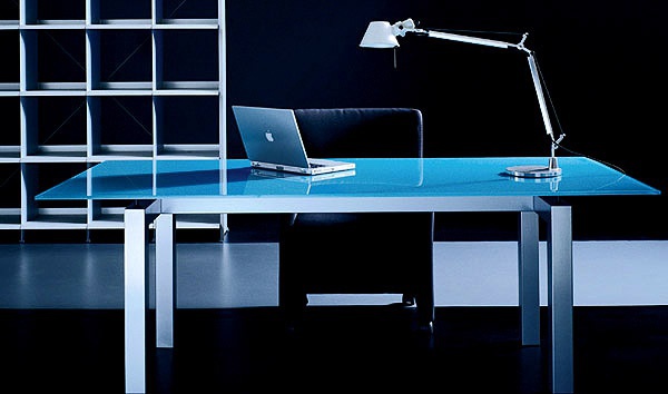 Table with frame made of metal and glass table-top Volo, Arflex