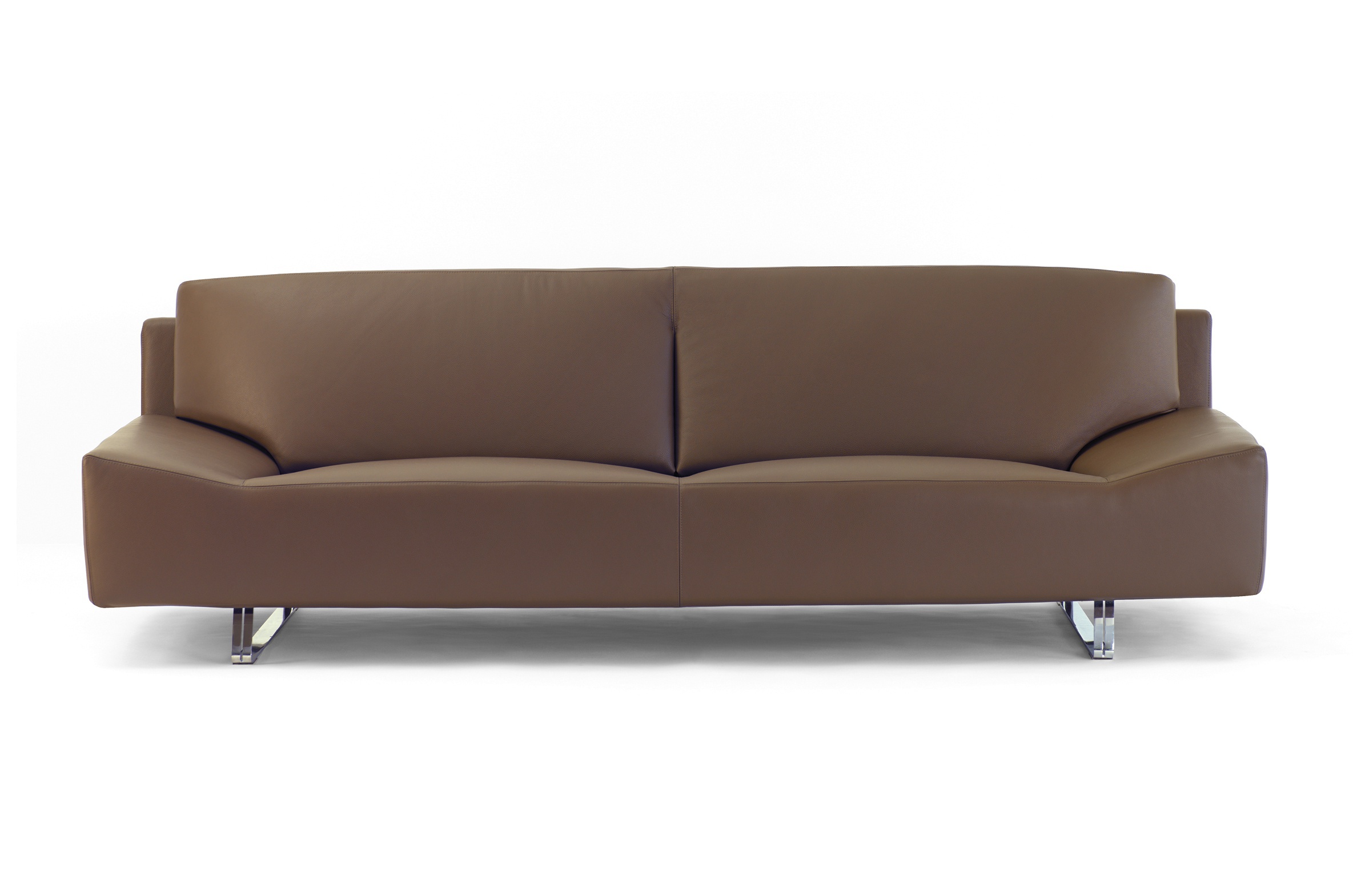 A sofa filled with polyurethane foam and feet in chromed metal Space