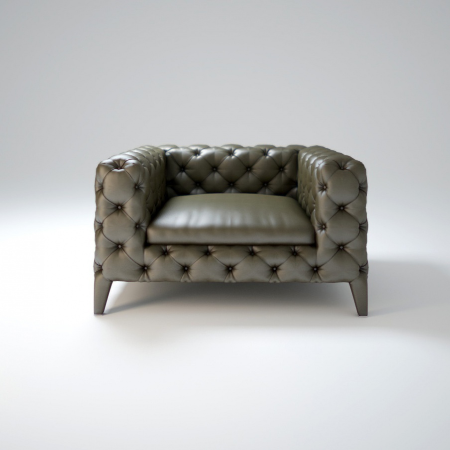 A chair made of wood, filled with polyurethane foam and upholstered in leather Winsdor, Arketipo