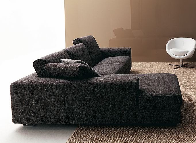 Sofa sectional upholstered leather or fabric, Altobasso plus, Bosal