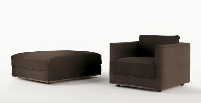 Chair aluminum frame construction upholstered in fabric or leather Lautus, B&B Italia