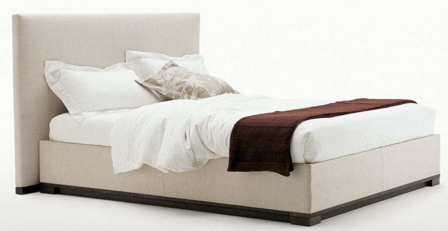 Bed double frame metal upholstered in fabric or leather Bauci, B&B Italia