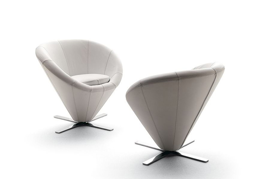 Chair swivel upholstered in leather or fabric Flûte, Bosal