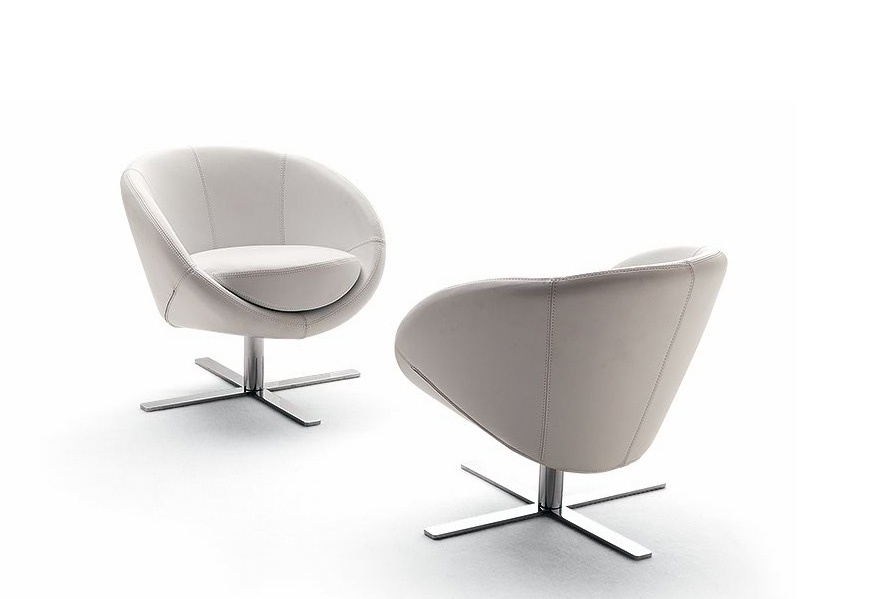 Chair swivel upholstered in leather or fabric Boule, Bosal