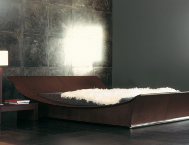 Bed with leather upholstery Piroga - Rugiano