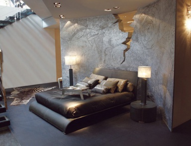 Bed with high upholstered backrest Tokyo - Rugiano