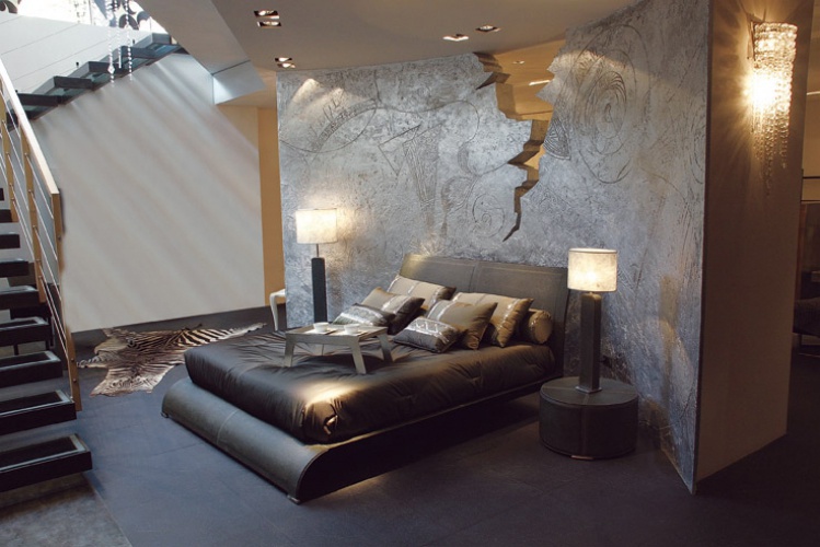 Bed with high upholstered backrest Tokyo - Rugiano