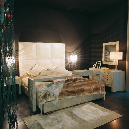 Bed with high upholstered backrest Origami, Rugiano