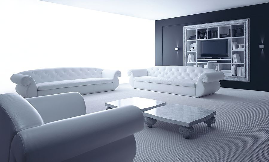 Sofa upholstered in leather or fabric Giotto Capitonn