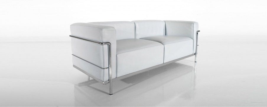 LC3 two-seater sofa on a frame of chrome-plated steel, Cassina