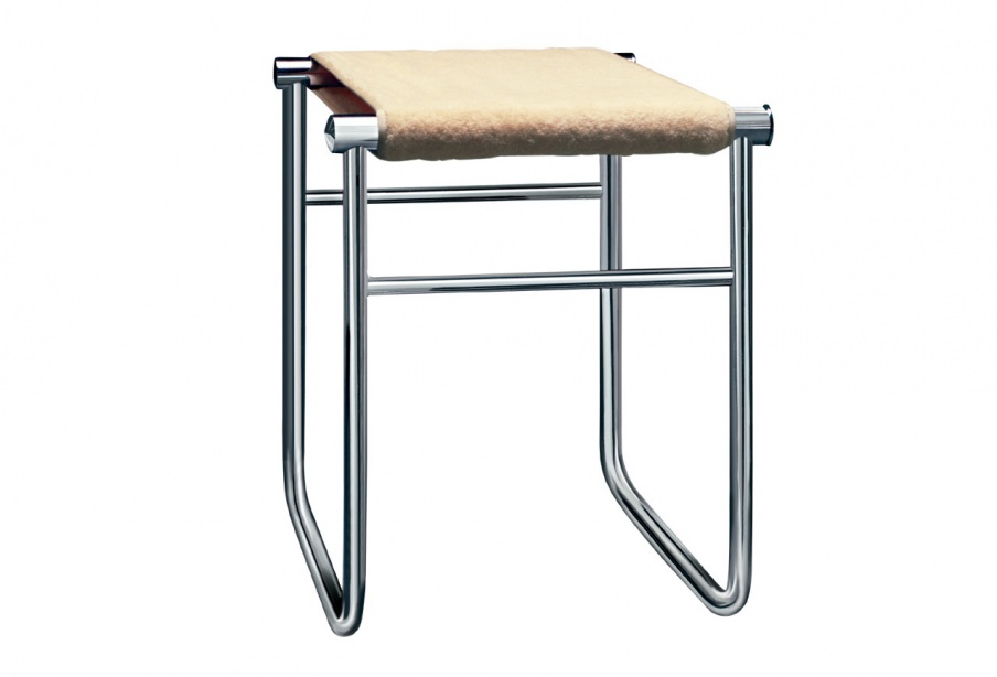 The LC9 stool with metal frame, Cassina
