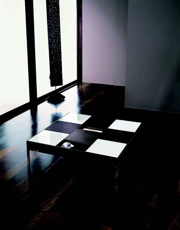 Coffee table sliding on a frame of solid oak, Prealpi