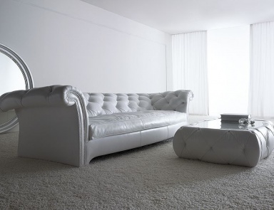 Pouf-table with glass top Churchill, Ego