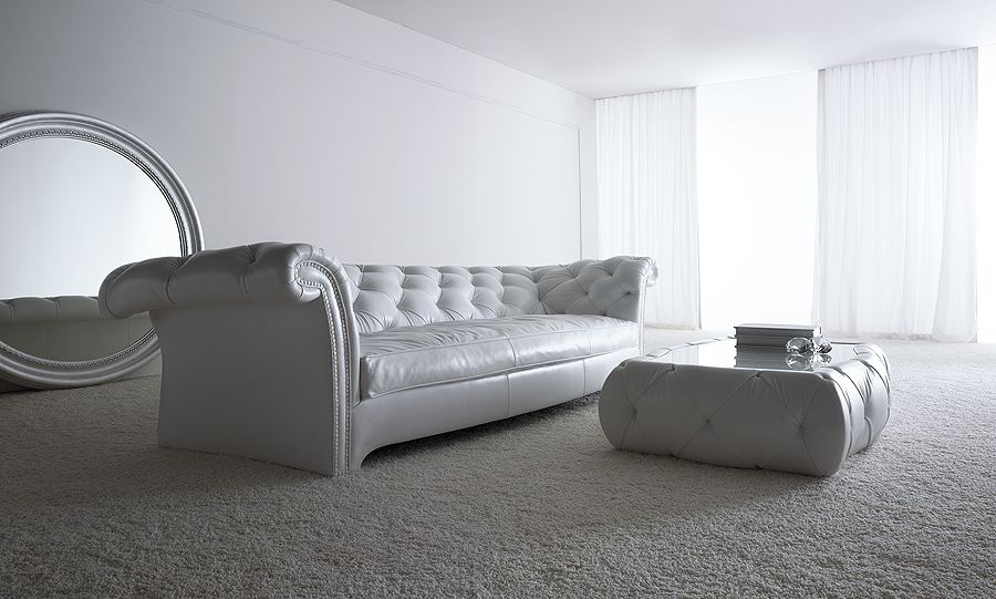 Pouf-table with glass top Churchill, Ego