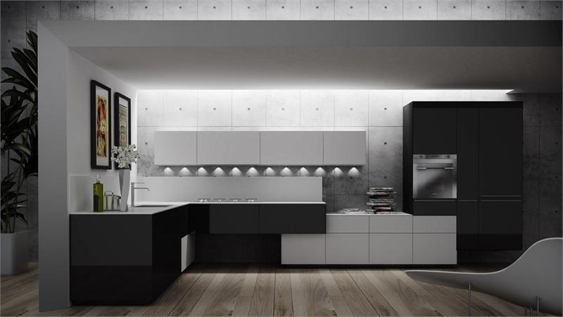 Set for the kitchen on the frame of aluminum, Valcucine