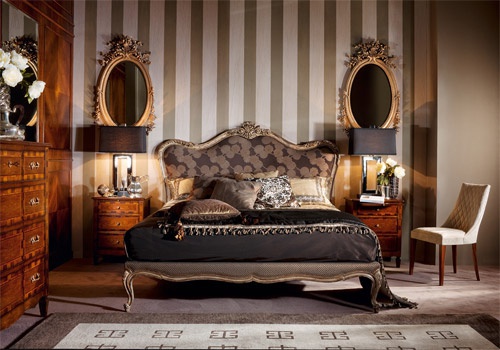 Bed with high headboard Ottocento, Medea