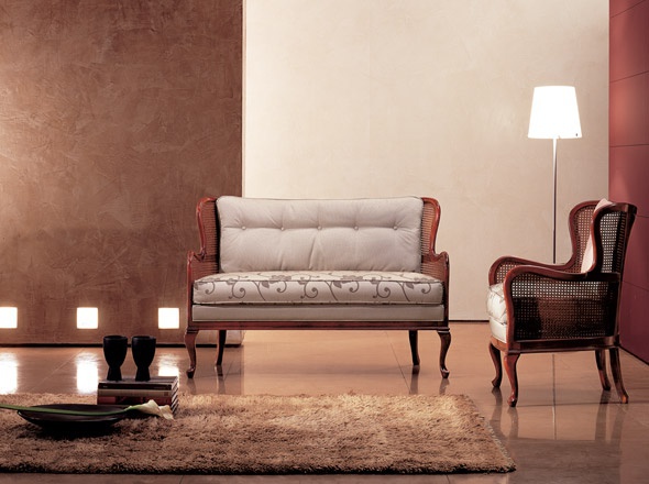 Two-seater sofa upholstered in fabric Ottocento, Medea