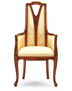 Chair with high backrest upholstered with fabric Liberty, Medea