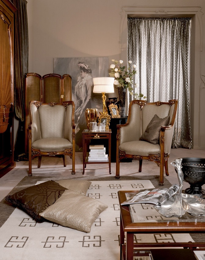 Chair with high backrest upholstered in leather or fabric Liberty, Medea