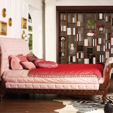 Bed with upholstered headboard